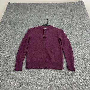 Bonobos Sweater Womens XS Purple 100% Merino Wool Henley Slim Fit Preppy Casual